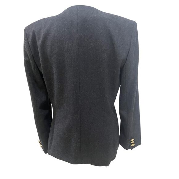 Vintage Saville Blazer Womens 10 Gray Wool Gold Button Made USA Structured 80s - Picture 2 of 10